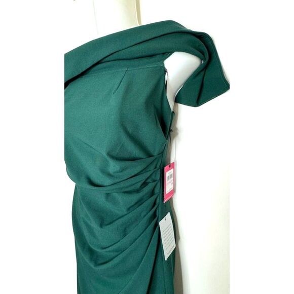 VINCE CAMUTO GREEN OFF THE SHOULDER BODY CON RUCHED DRESS SIZE 6 NWT $148 - Picture 7 of 16